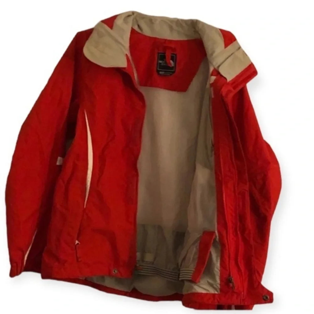 The North Face Jacket‎ Women’s Size Med Pockets Red Full Zip HAS Stain
